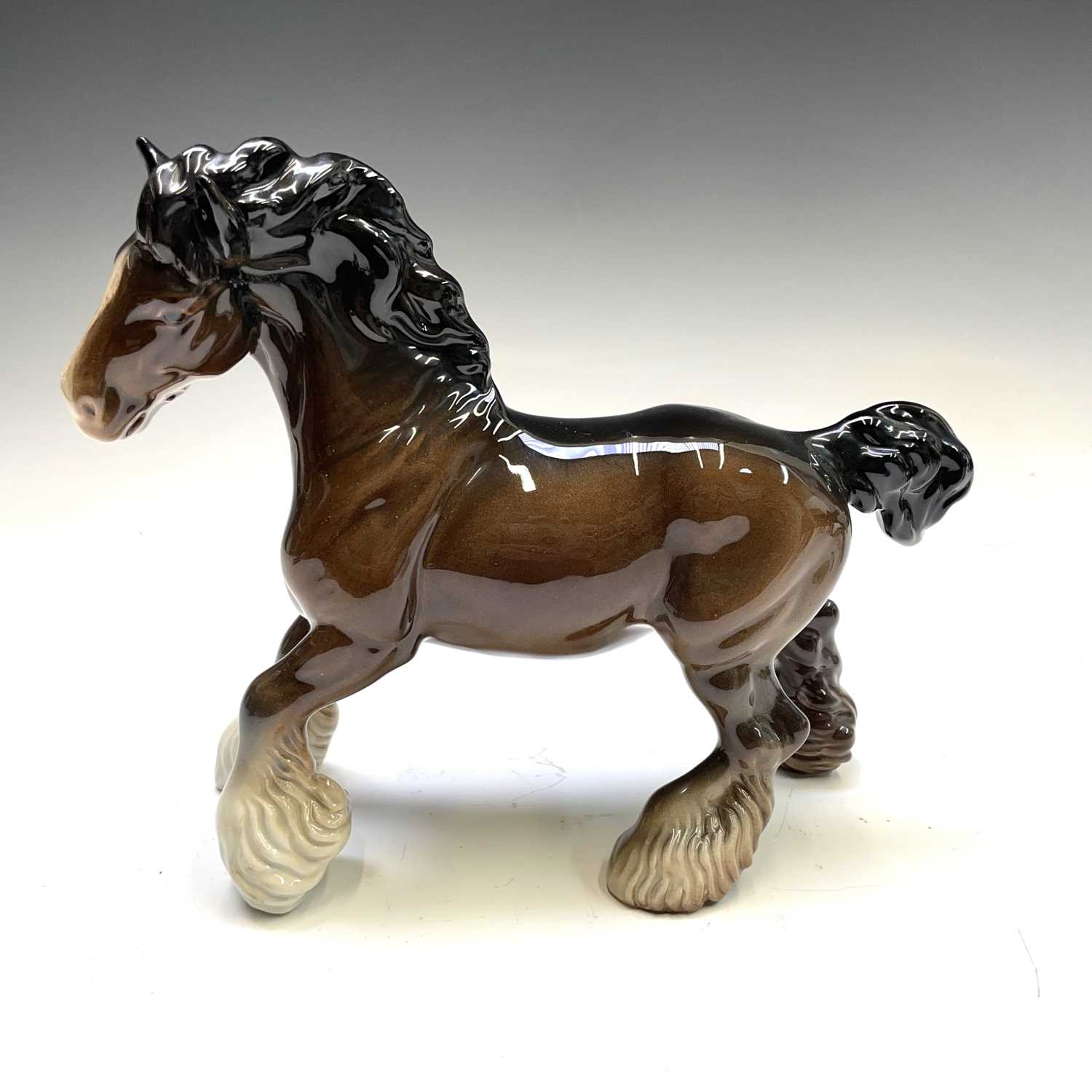 A Beswick pottery cantering shire horse, together with a shire horse with a yellow braid, and a - Image 3 of 15