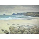 Bob VIGG (1932-2001) Low Tide Sennen Oil on board Signed 46x61cm