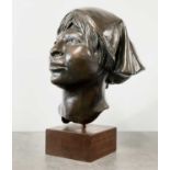 Alec WILES (1924) Miriam Bronzed plaster bust Signed, artist's labels to underneath Height including