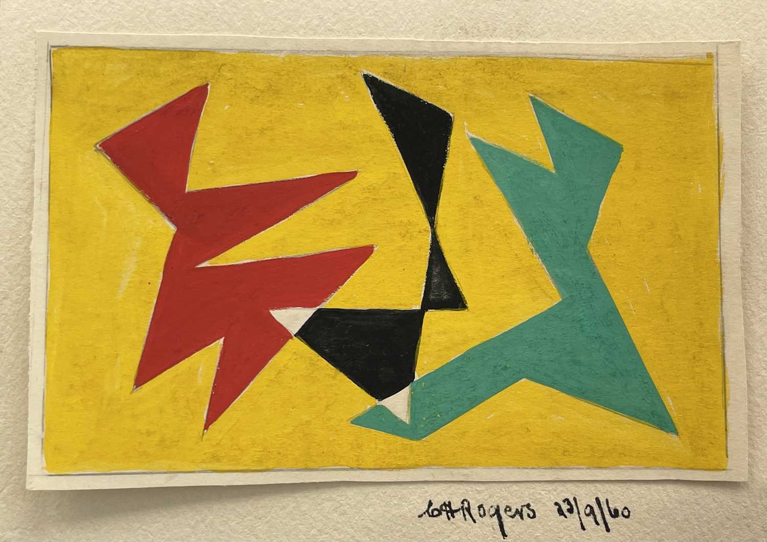 Edward H. ROGERS (1911-1994) Three small abstract works Gouache on paper Each signed, inscribed - Image 3 of 5