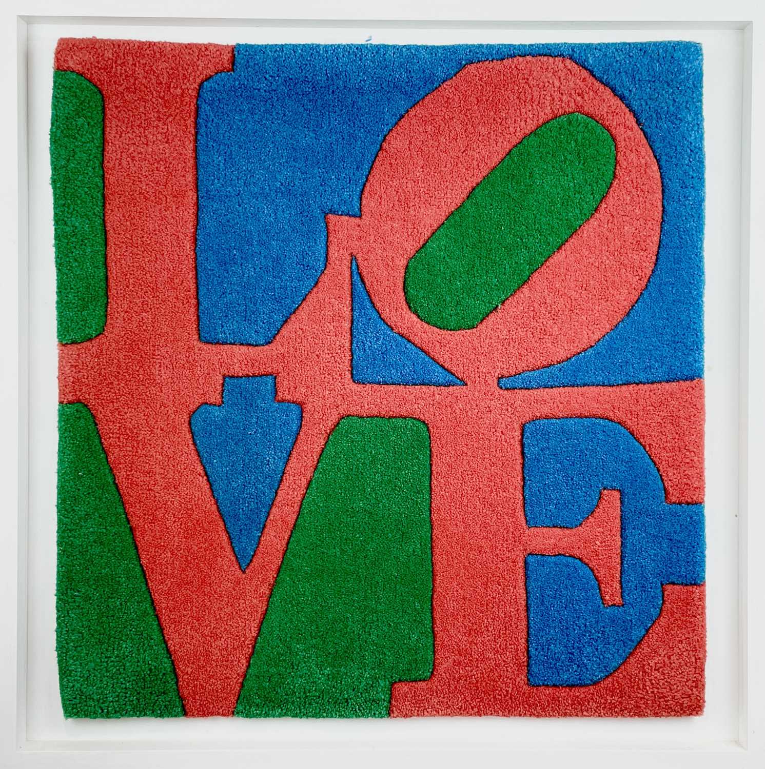 After Robert INDIANA (1928-2018) Chosen Love Rug Tapestry Master Artist Rugs label to verso 63 x - Image 4 of 4