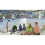 John HARVEY (1935) Harbour beach, St Ives Oil on board Artists stamp and inscribed verso 19 x