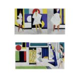 Edward H. ROGERS (1911-1994) Figures in Interior Gouache, two works Each signed and dated 1958