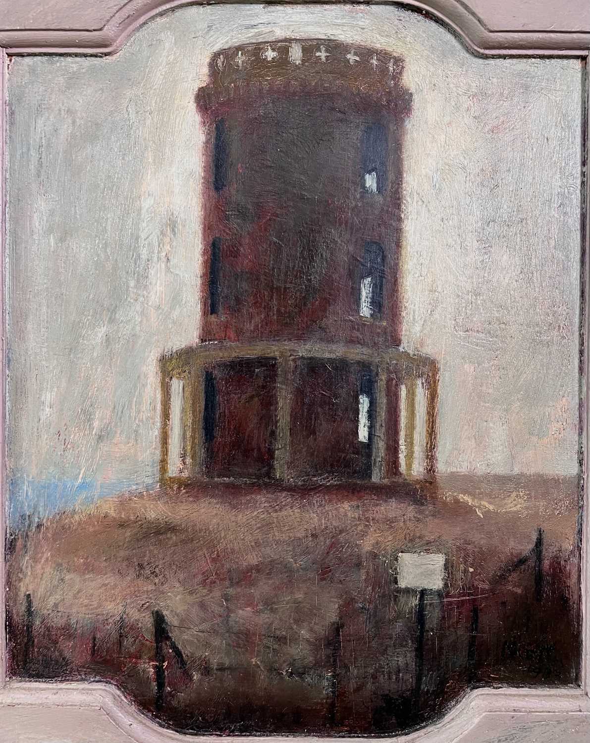Nicolas GRANGER-TAYLOR (1963) Clayel Tower, Kimmeridge Oil on shaped wood panel Initialed and