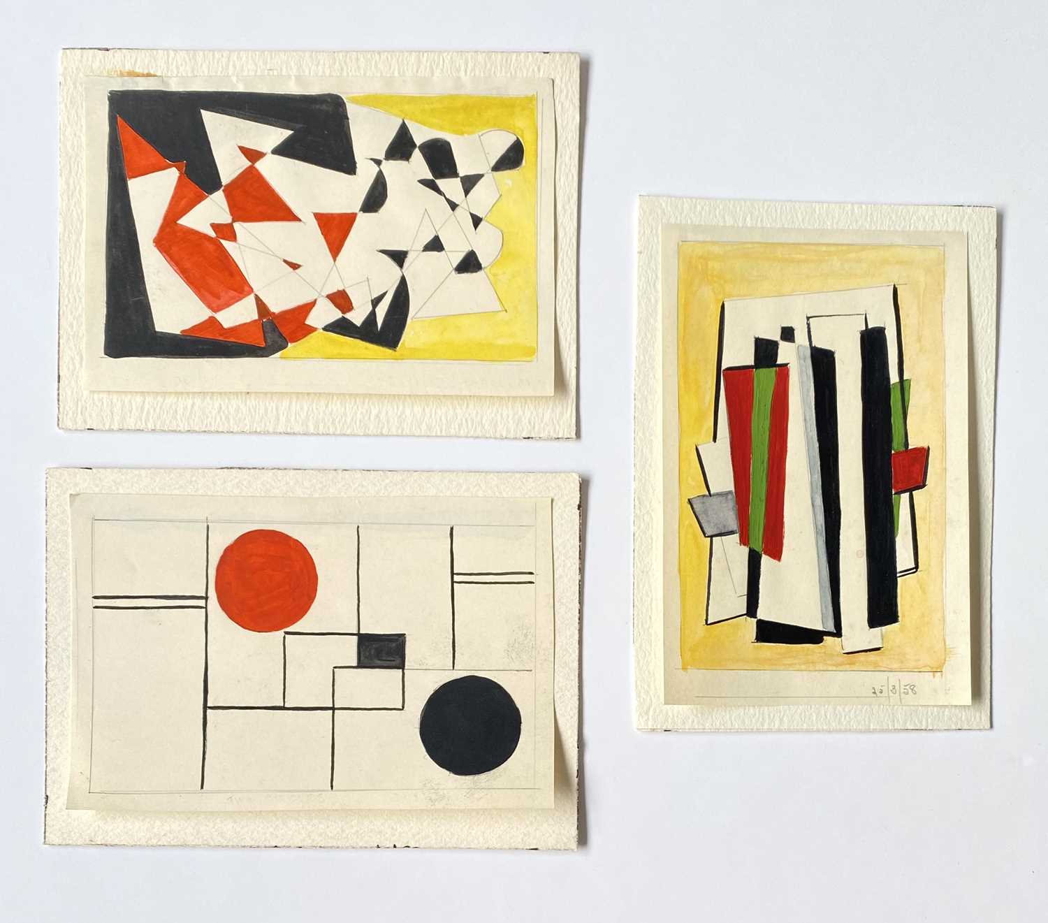 Edward H. ROGERS (1911-1994) Three small abstract works Gouache on paper Each signed, inscribed