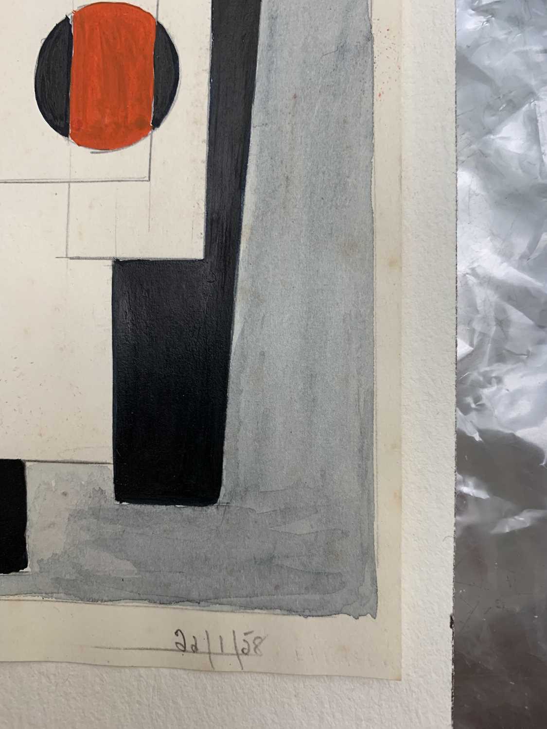 Edward H. ROGERS (1911-1994) Three small abstract works Gouache on paper Each signed, inscribed - Image 3 of 5