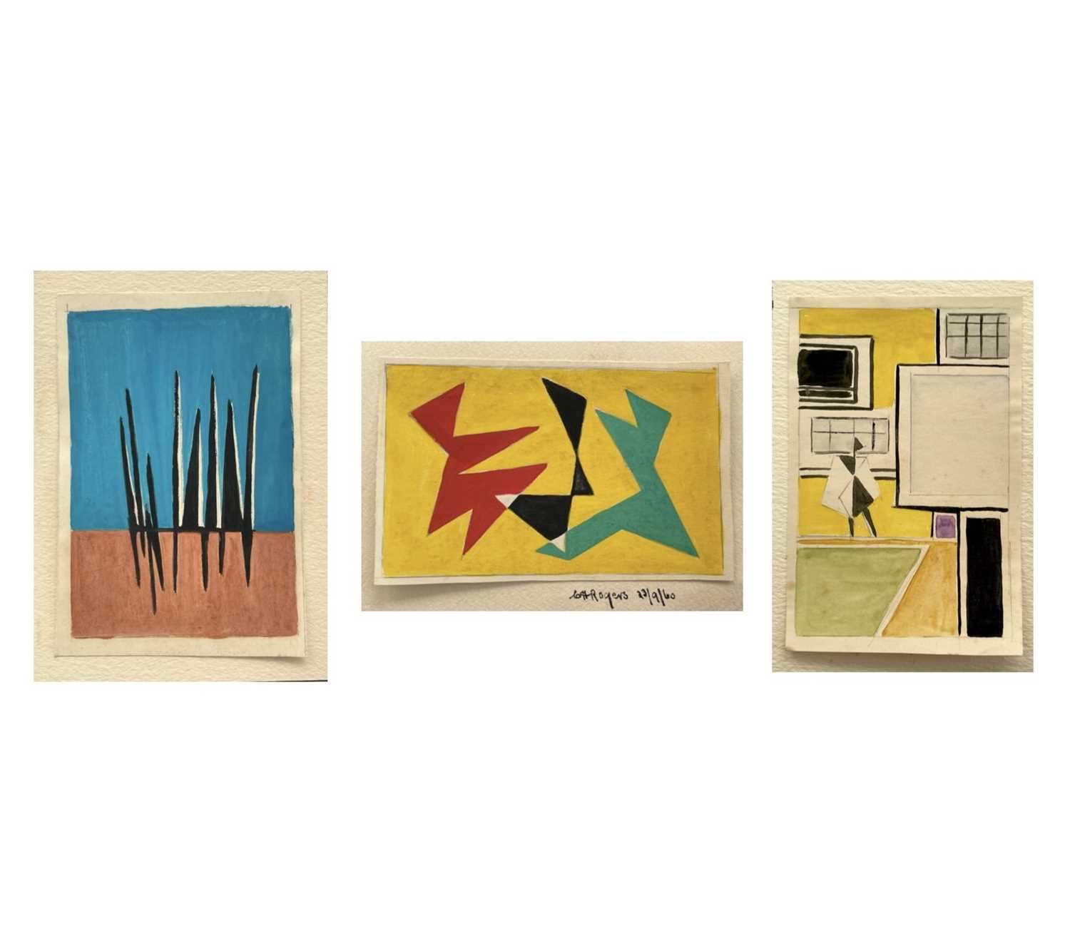 Edward H. ROGERS (1911-1994) Three small abstract works Gouache on paper Each signed, inscribed