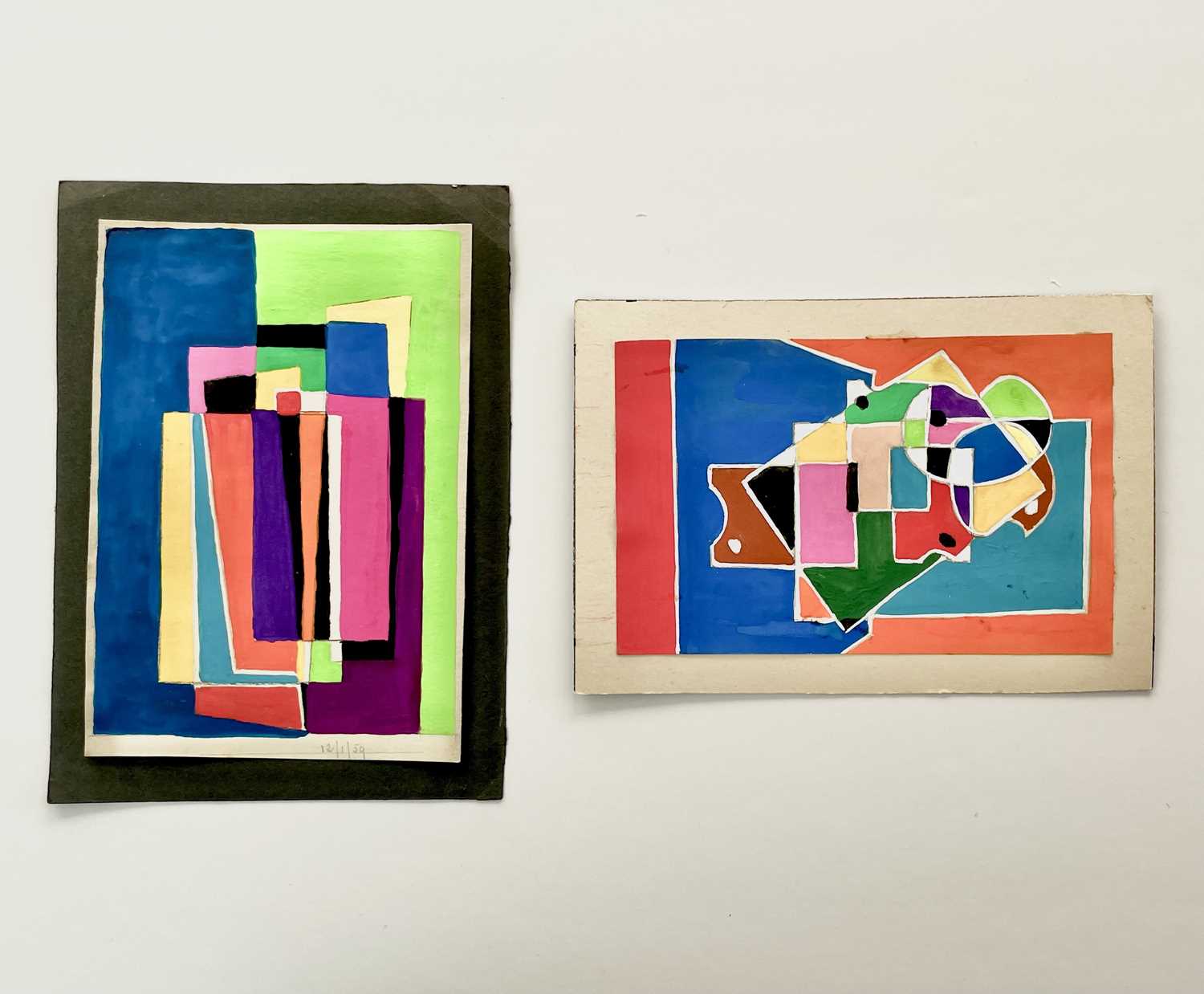 Edward H. ROGERS (1911-1994) Two small abstract works Gouache on paper Each signed, inscribed and - Image 5 of 5