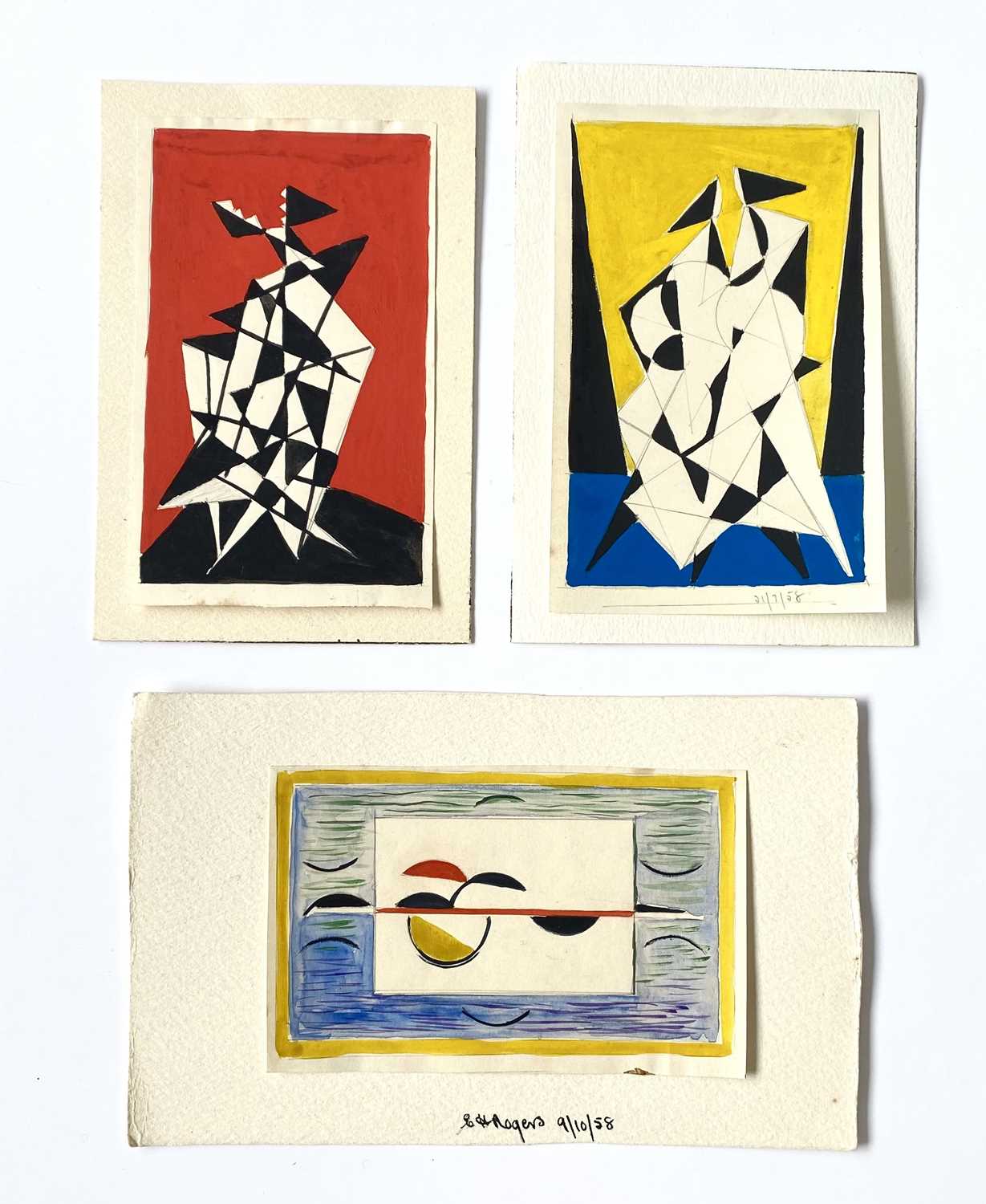 Edward H. ROGERS (1911-1994) Four small abstract works Gouache on paper Each signed, inscribed and