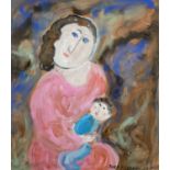 Dora HOLZHANDLER (1928-2015) Mother and Child IV Gouache Signed and dated '87 Inscribed to verso