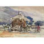 James Hamilton MACKENZIE (1875-1926) Building an African round-hut Watercolour Signed 16x22.