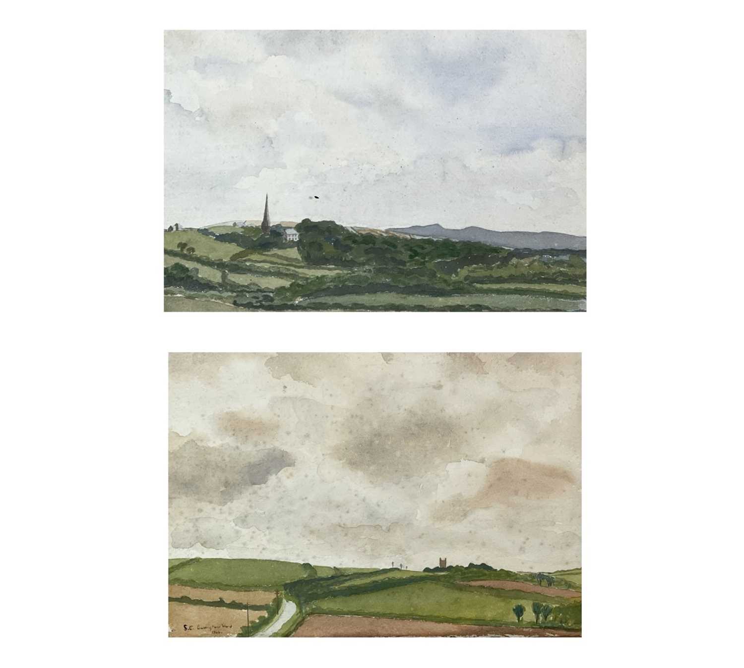 Susan BARRINGTON-WARD St Minever, Cornwall Watercolour Label to verso Together with a second Cornish