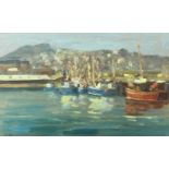 Bob VIGG (1932-2001) Newlyn Harbour Oil on board Signed 20x31cmCondition report: This unframed oil