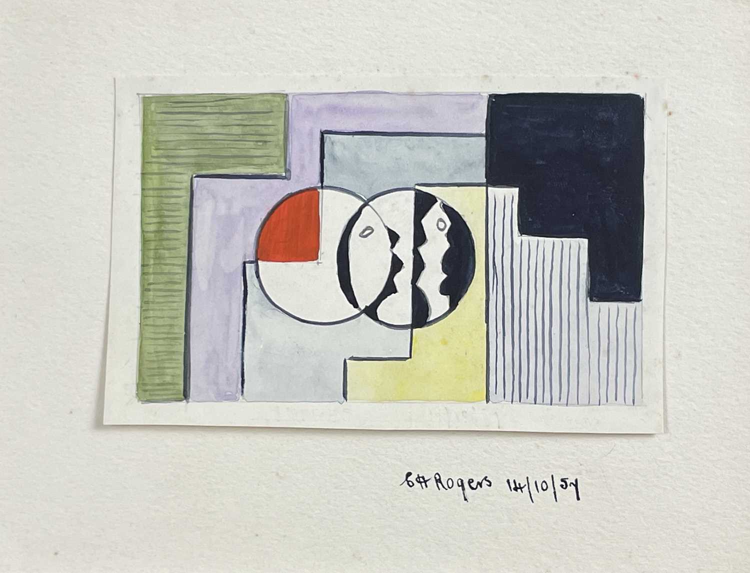 Edward H. ROGERS (1911-1994) Three small abstract works Gouache on paper Each signed, inscribed - Image 6 of 8