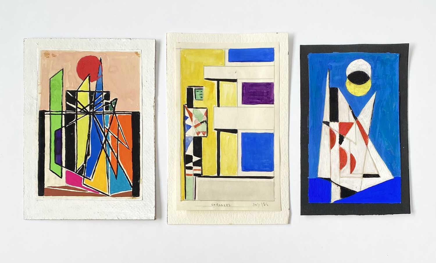 Edward H. ROGERS (1911-1994) Three small abstract works Gouache on paper Each signed, inscribed