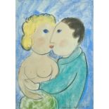 Dora HOLZHANDLER (1928-2015) The Kiss Pastel Signed and dated '87 42 x 30cm The Personal