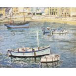 Frederic BOTTOMLEY (1883-1960) The Mooring-St Ives Harbour Oil on board Signed, labeled to verso