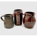 Sylvia HARDAKER for Leach St Ives Pottery, a tenmoko glazed vase with twin lug handles, height 14.