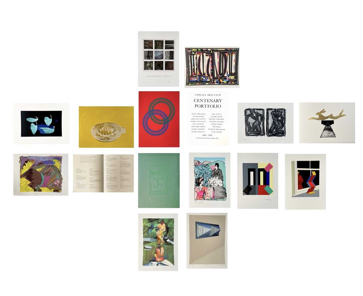 A Chelsea Arts Club Centenary Portfolio of prints in various media on wove paper, 1991, each