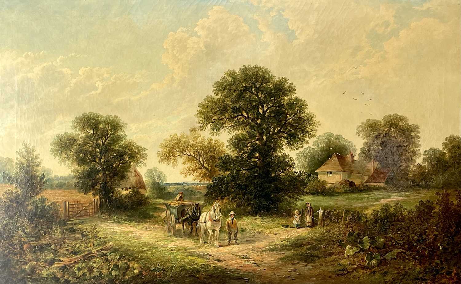 Attributed to James Edwin MEADOWS (1828-1888) Horse and cart in a country lane Oil on canvas 66 x