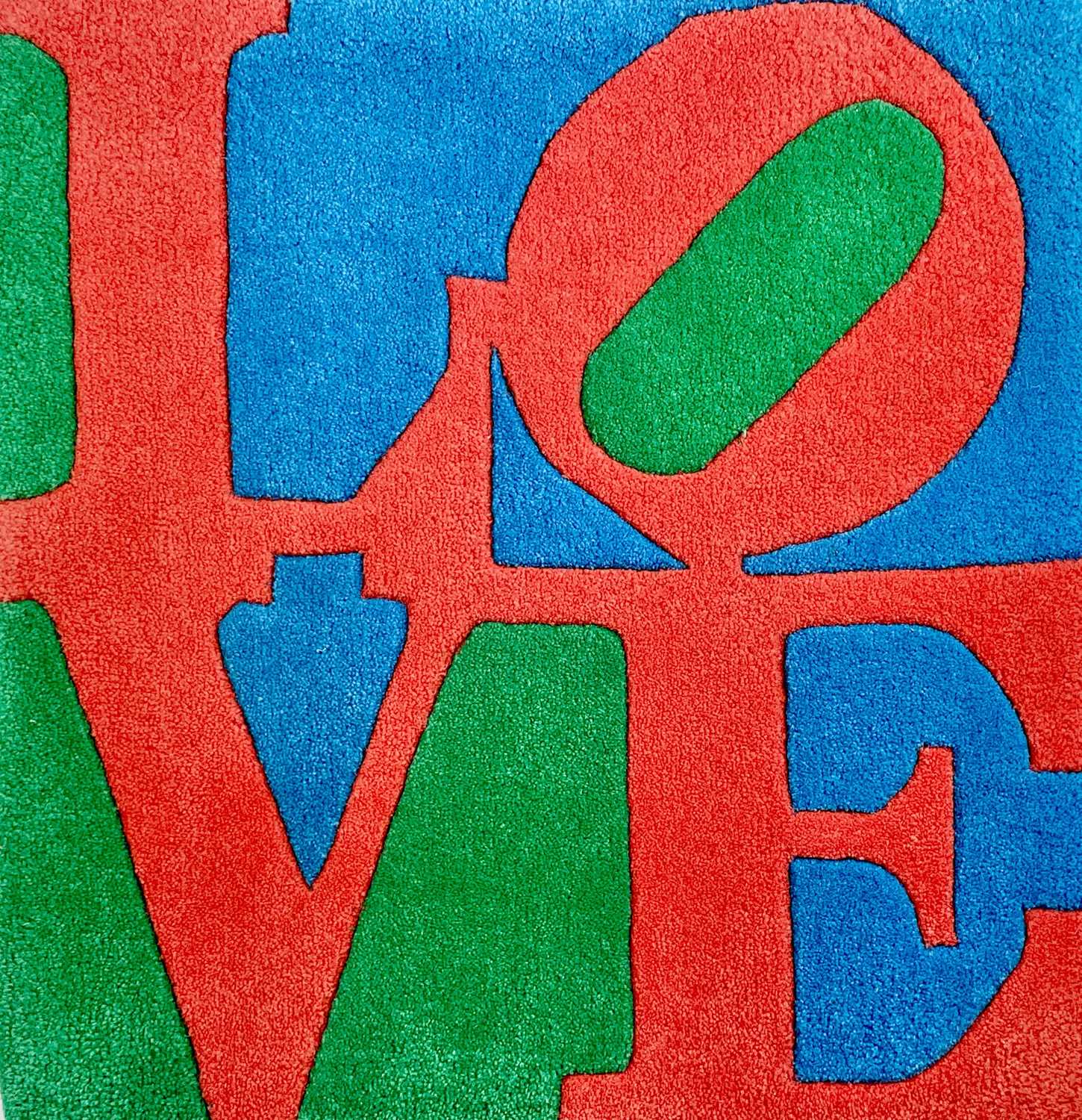 After Robert INDIANA (1928-2018) Chosen Love Rug Tapestry Master Artist Rugs label to verso 63 x