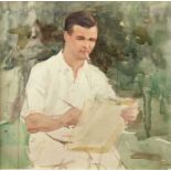 Alethea GARSTIN (1894-1978) Painter with cigarette Watercolour 32 x 32cm Market House Gallery