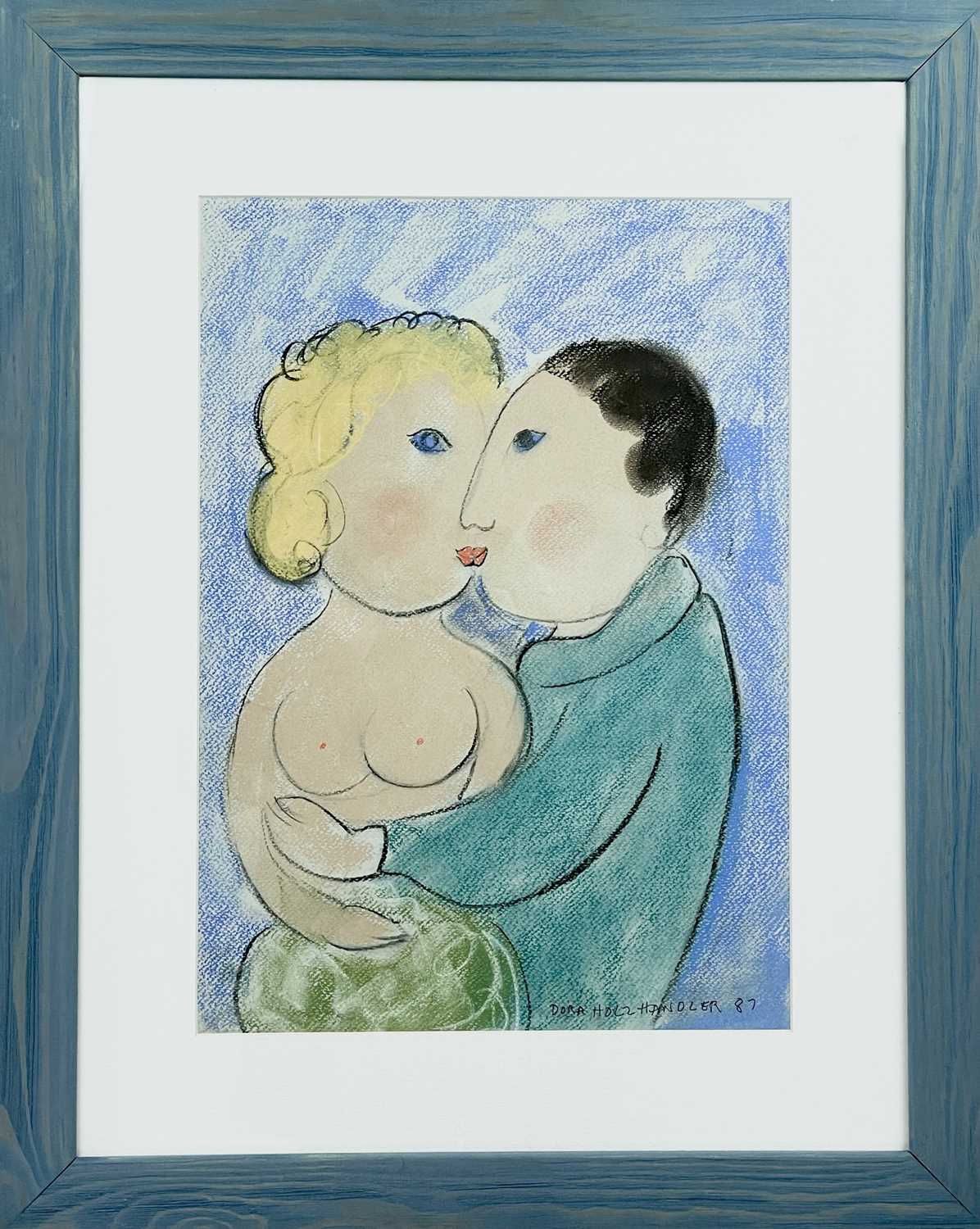 Dora HOLZHANDLER (1928-2015) The Kiss Pastel Signed and dated '87 42 x 30cm The Personal - Image 3 of 3