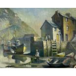 Ken LEECH (XX) Polperro - afternoon in early spring Oil on board Signed and inscribed verso 59 x