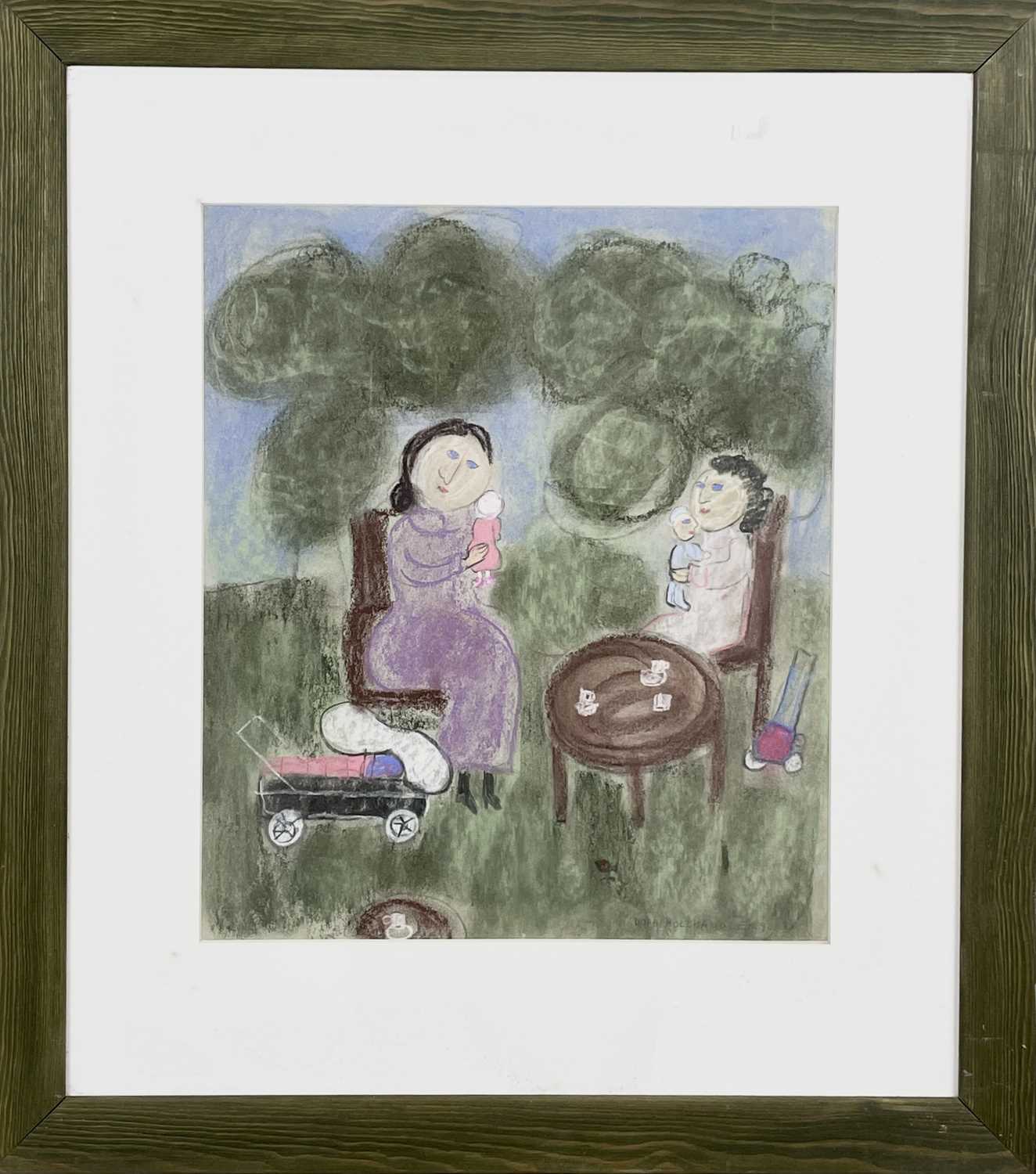 Dora HOLZHANDLER (1928-2015) Tea in the Park Pastel on paper Signed and dated '90 Inscribed to verso - Image 2 of 3