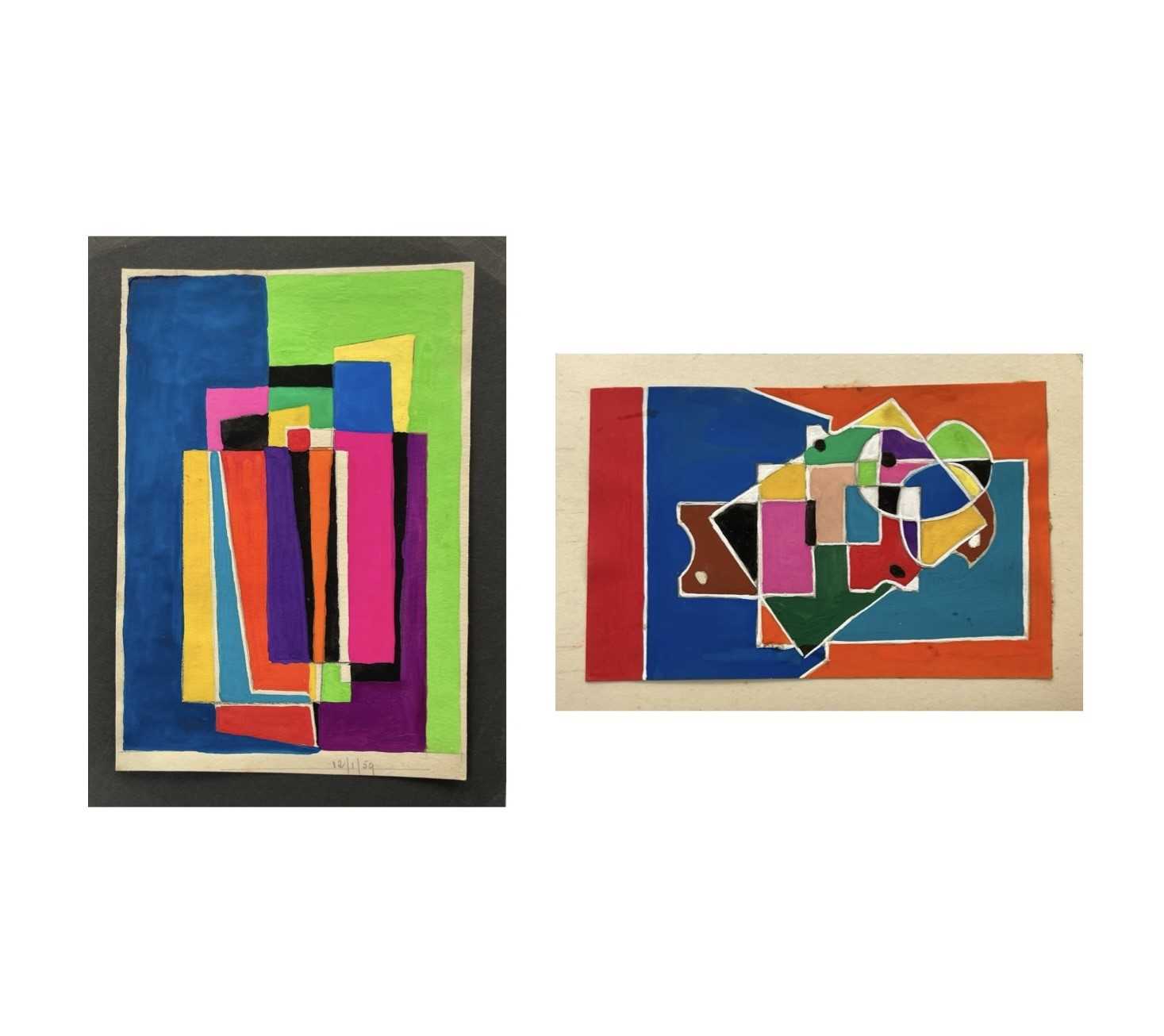 Edward H. ROGERS (1911-1994) Two small abstract works Gouache on paper Each signed, inscribed and