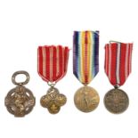 Czechoslovakia WWI Medals - 4 Medals. War Cross, Revolution Cross, Commemorative Medal of Volunteers