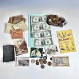 Coins, Banknotes, Maps, etc. Comprising an India 1915 1 Rupee, Canada 25c 1914, USA 1964 1/2
