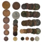 Great Britain and World Copper and Bronze Coinage. Comprises a 1902 1d (A-Unc), 1854 copper 1d, an