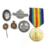 Colonial WWI Medal and Badges. South Africa Inter Allied Victory Medal, Memorable Order of Tin