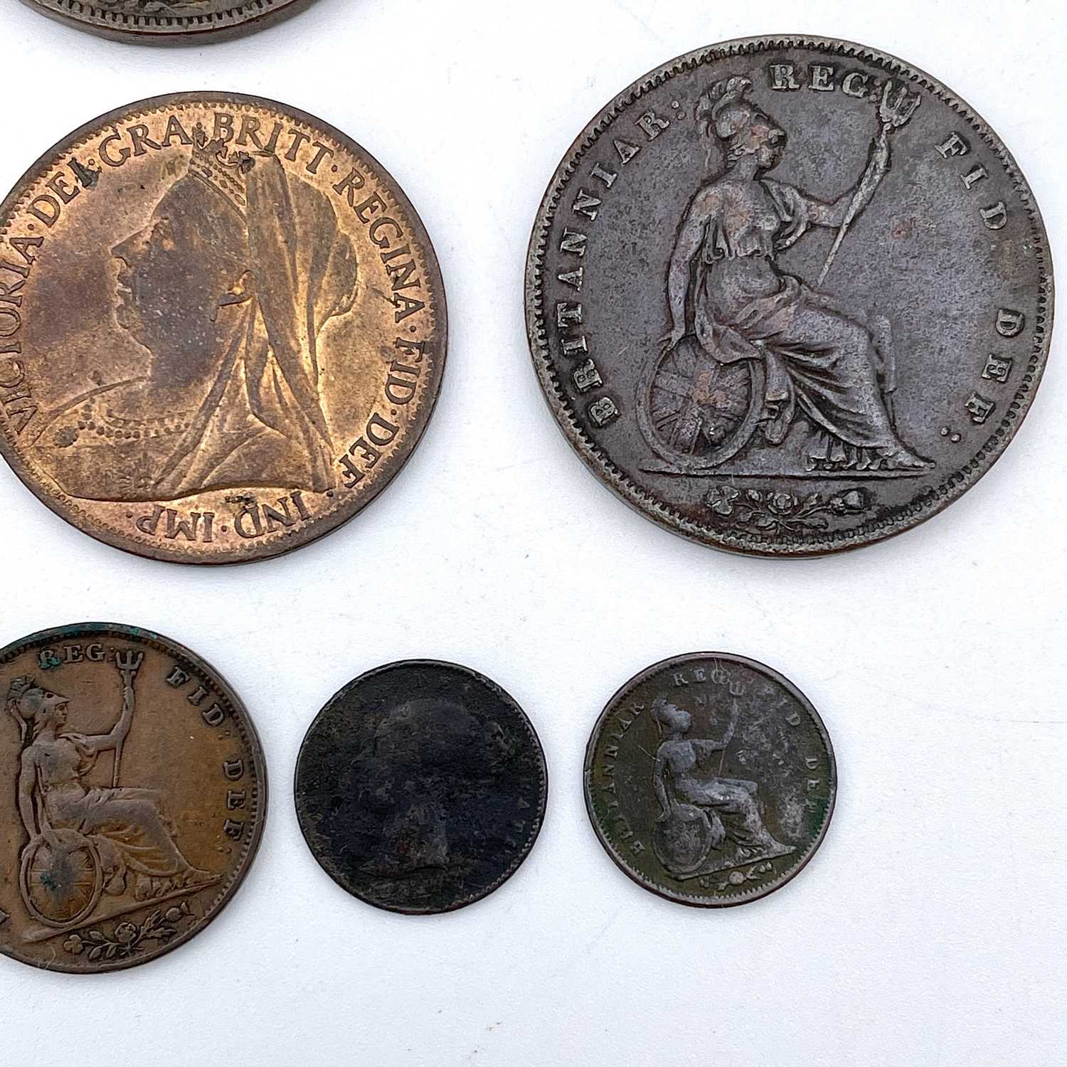 Great Britain, Victorian Copper, etc Coinage (x8). Comprising: 1844, 1855 and 1859 penny coins, 1901 - Image 4 of 5