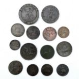 Great Britain Copper Coinage (x14). A mixed lot of 14 coins. Noted a reasonable 1797 2d cartwheel