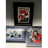 Signed Rugby Photographs - Lot comprises 3 framed and glazed photographs, 22 inches x 18 inches,