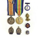 G.B. World War One Medals plus Badges, etc. Lot comprises a World War I pair awarded to M.16454 C.