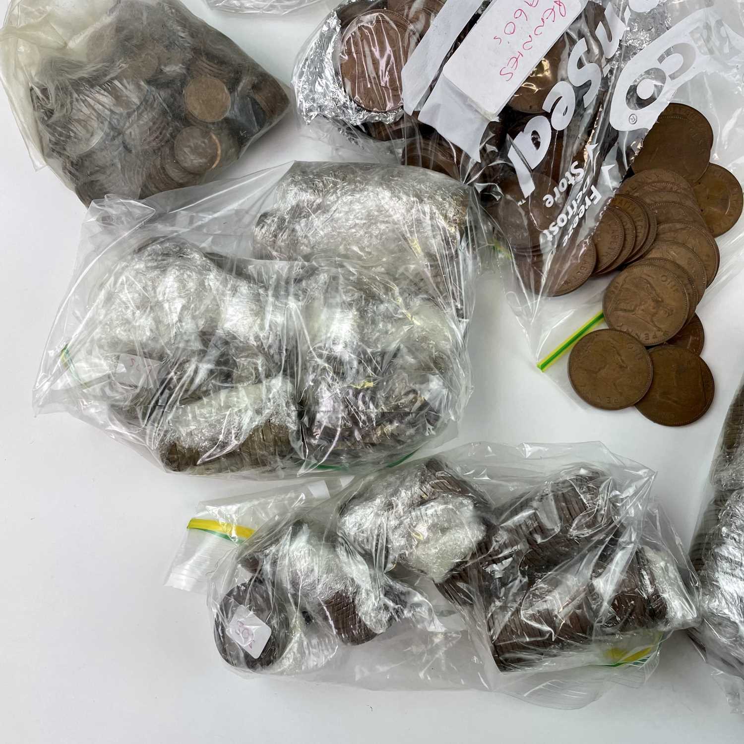 G.B. Pre 1947 Silver Coins and large quantity of Pre Decimal Coins. Comprising a bag containing £3. - Image 8 of 11
