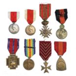 Belgium WWI Medals - 8 Medals. Croix de Guerre, Yser Medal, Croix du Feu, Inter Allied Victory