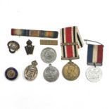 WWI related Badges and Medal. Including on War Service 1914 Badge, On War Service 1915 Munitions