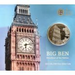 G.B. £100 Silver Proof 2015 Coin. Comprising the "Big Ben Heartbeat of the Nation" in original Royal