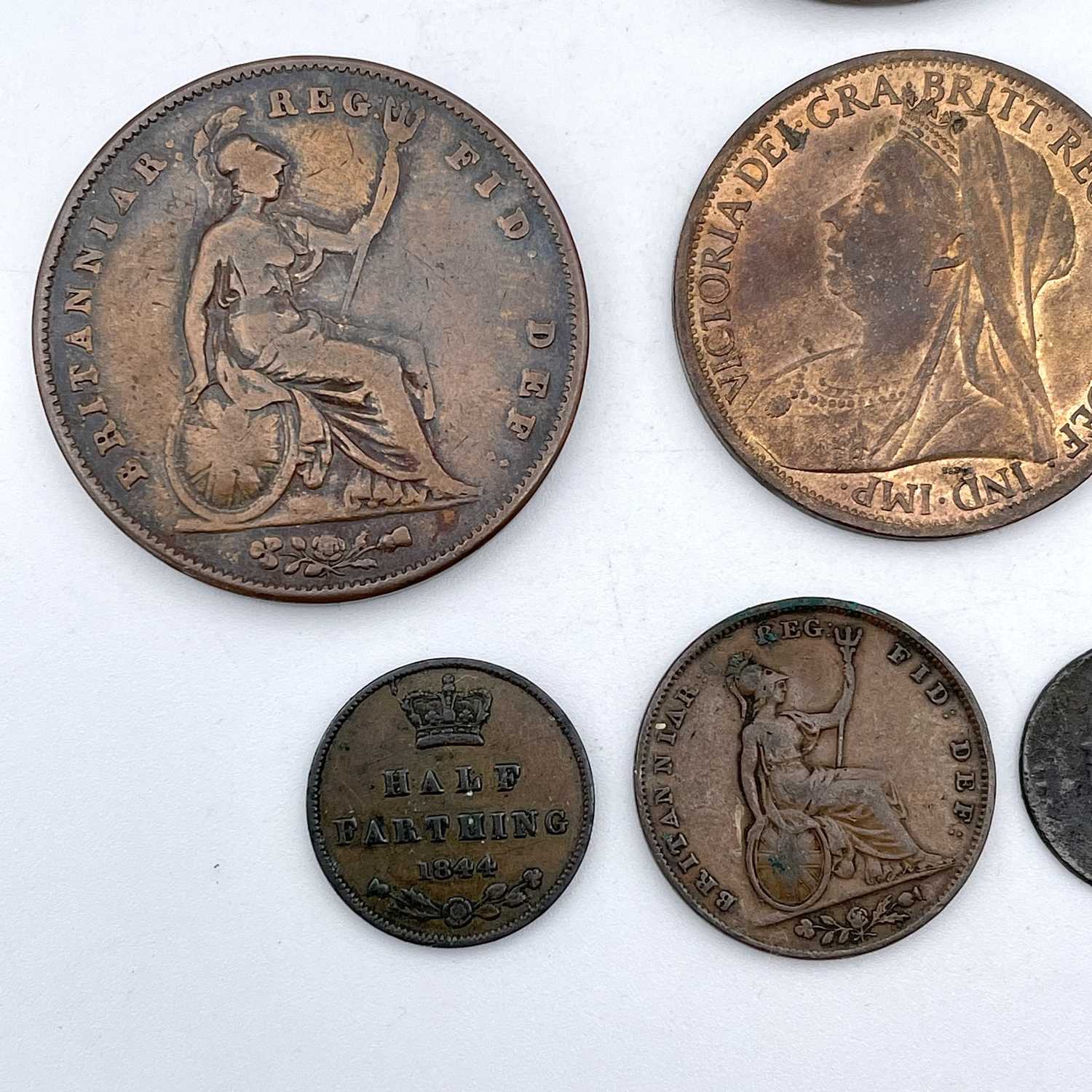 Great Britain, Victorian Copper, etc Coinage (x8). Comprising: 1844, 1855 and 1859 penny coins, 1901 - Image 2 of 5