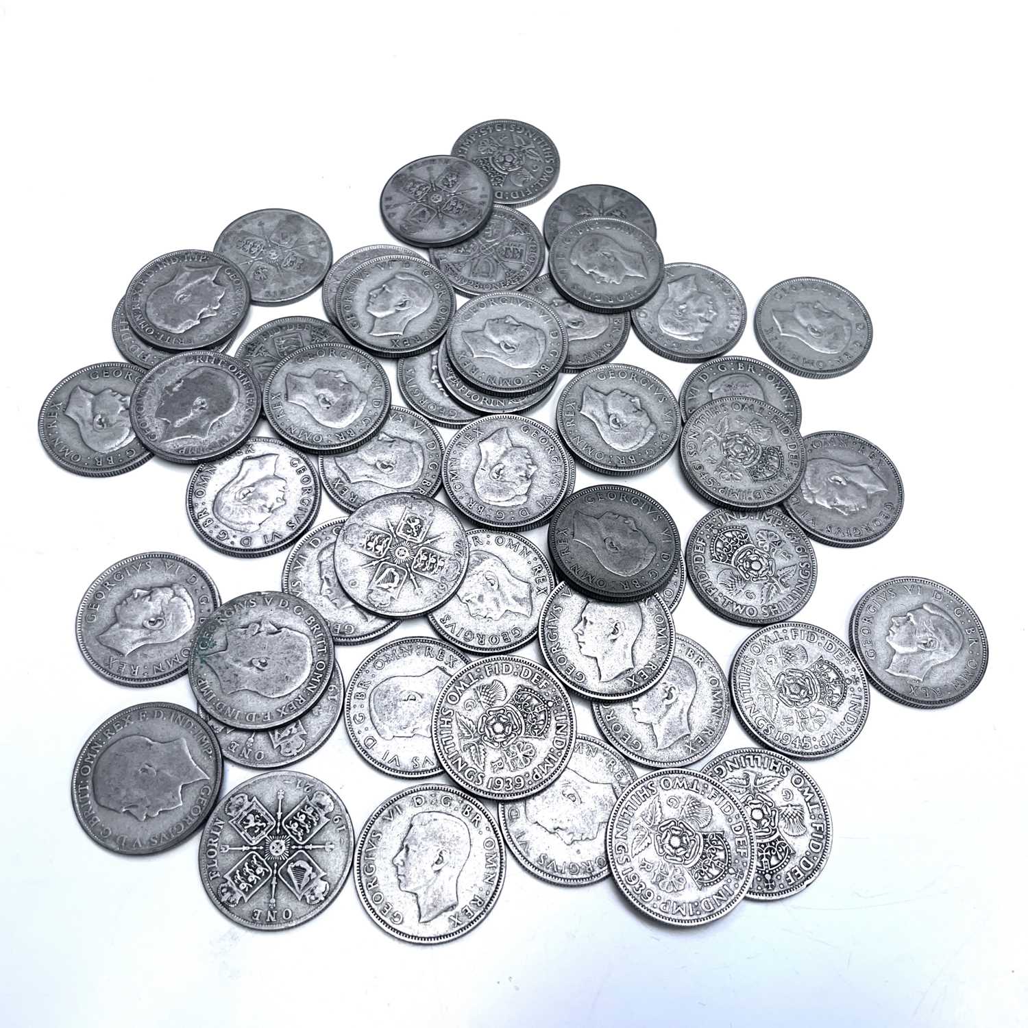 G.B. Pre 1947 Silver Coins. Comprising a bag containing £5 of pre 1947 G.B silver coinage.