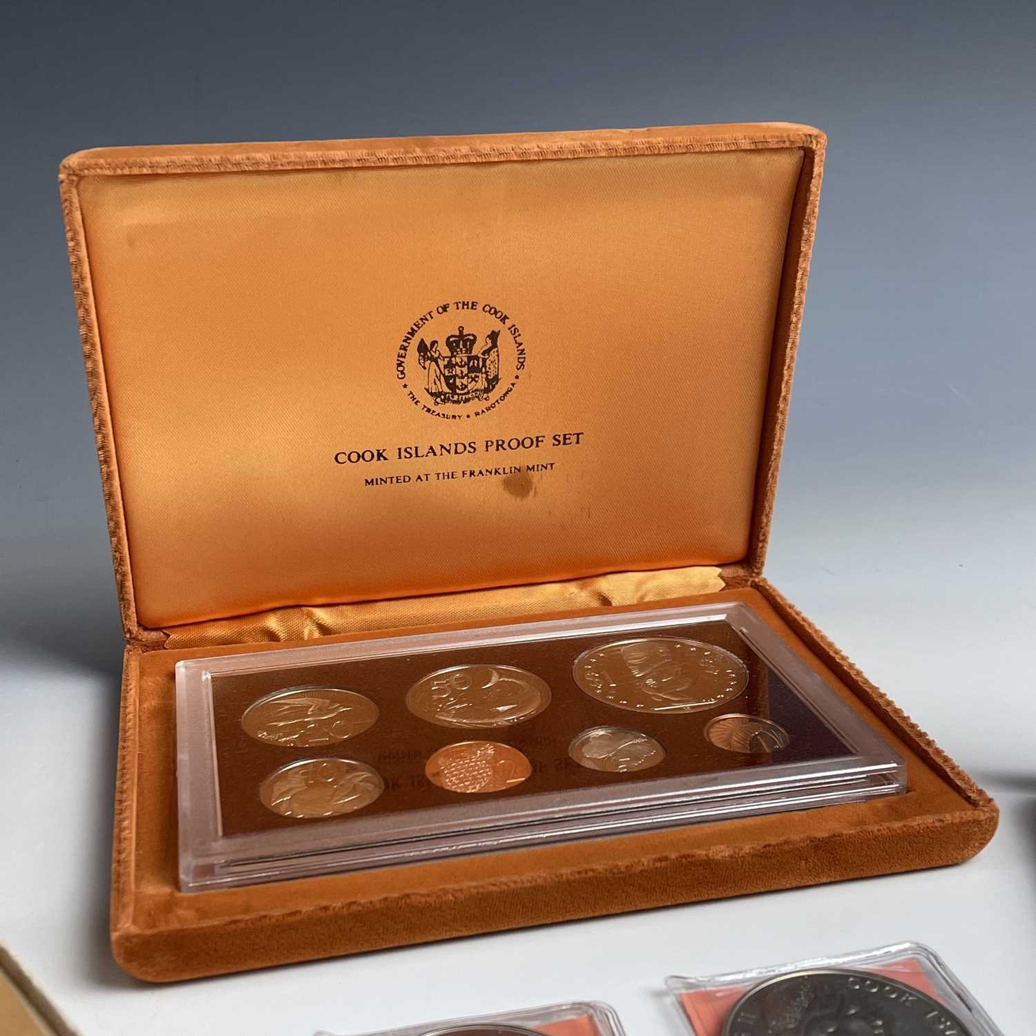 Cook Islands Proof Coinage. Lot comprises 1975 boxed proof set from 1 cent to $1, 1977 boxed $5 - Image 9 of 9