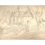 Sven BERLIN (1911-1999) Cottage at Reskadinnick, Camborne Pencil drawing Initialled 'S', inscribed