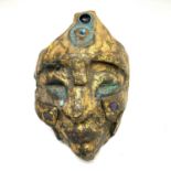 Sven BERLIN (1911-1999) Mask Gilded, stone set bronze Monogrammed H 23cmCondition report: The