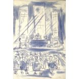 Sven BERLIN (1911-1999) The Tribunal Ink and wash Dated 1941 24.5 x 16.5cm 'War was declared and