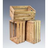 Three wooden fruit crates 55x35.5x26cm
