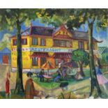 Sven BERLIN (1911-1999) French Chinese Restraunt Oil on canvas Monogrammed 76x91cmCondition